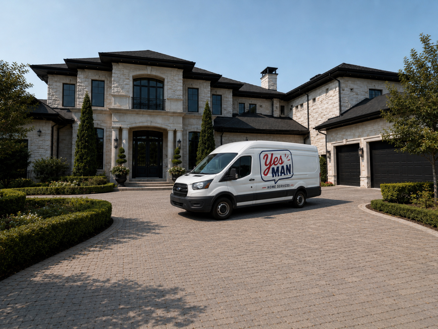 Yes Man Home Services van parked at a customer's Lincoln, Nebraska home